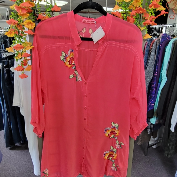 Johnny Was Tops - Johnny Was Pink Floral Tunic